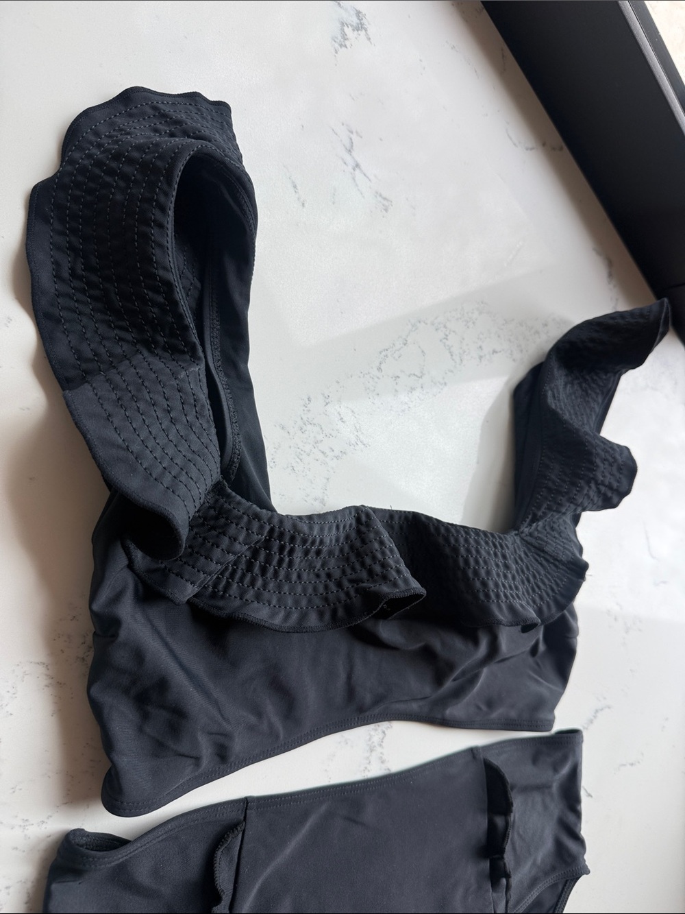 Summersalt Ruffle Seaway Square Neck Bikini top AND Ruffle High Rise Bottom 8 - Picture 4 of 10